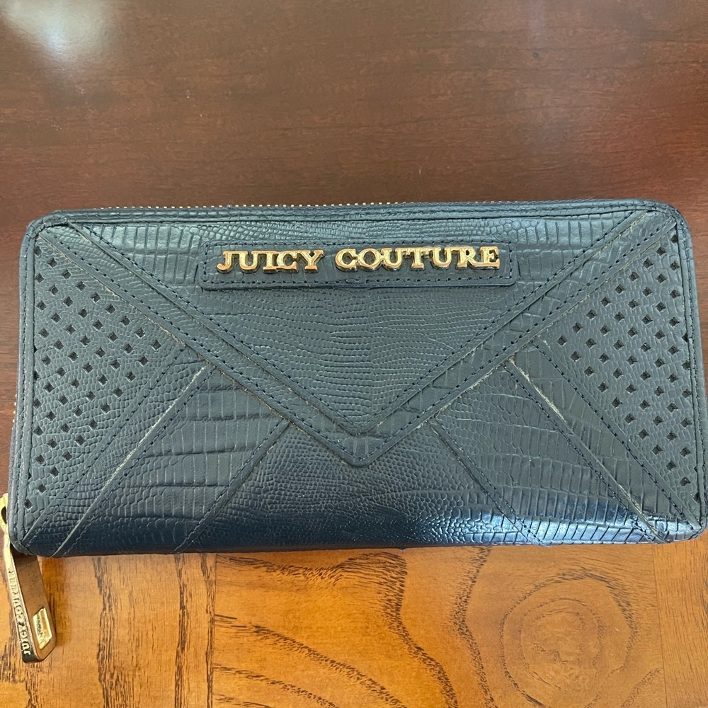 Juicy Couture leather wallet in blue and gold